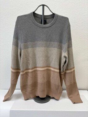 Ben Sherman XL Crewneck Sweater Gray Beige Colorblock Knit NWT
